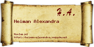 Heiman Alexandra névjegykártya